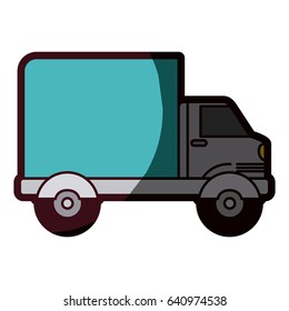 white background with truck with wagon and thick contour vector illustration