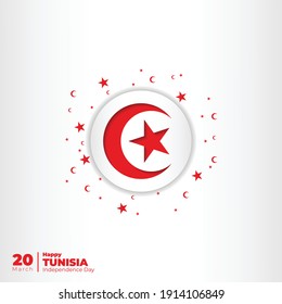 White background with tunisia emblem flag design. Good template for tunisia Independence day design.