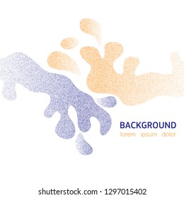 White background with two colors dotted ink splashes and text