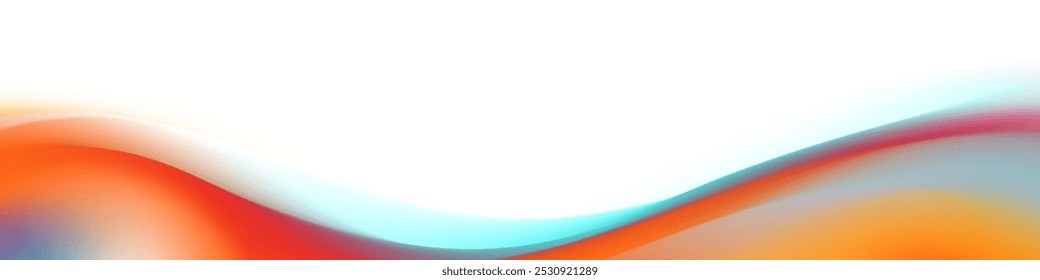 A white background with two curved, gradient lines. The left line is orange and the right line is teal. The lines create a wavy, abstract effect.