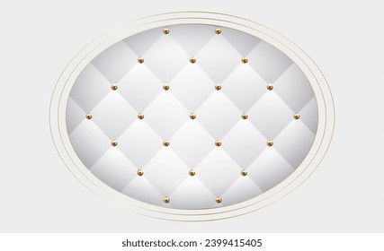 White background. White upholstery leather texture background with beads. Luxury quilted pattern vector.