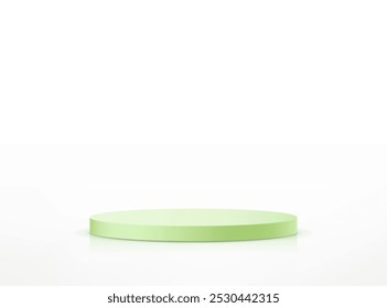 Vetor de fundo branco 3d com pódio verde. 3D sala de estúdio abstrato com pódio pedestal. Espaço para a venda de produtos no site.