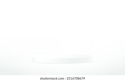 Vetor de fundo branco 3d com pódio. Pódio branco sobre fundo branco. 3D sala de estúdio abstrato com pódio pedestal. Espaço para a venda de produtos no site. Plano de fundo de exibição do produto.