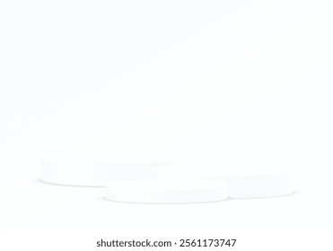 White background vector 3d with podium. Space for selling products on the website. Vector illustration.