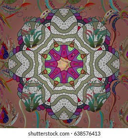 White background. Vector ethnic mandalas, doodle background circles.