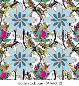 White background. Vector ethnic mandalas, doodle background circles.