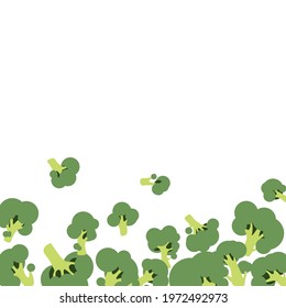 White background with vector green flat broccoli 