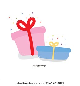 White background vector objects with cute hand-drawn gift boxes