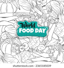 White background of vegetables hand drawn design for world food day campaign