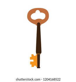 white background, vintage key