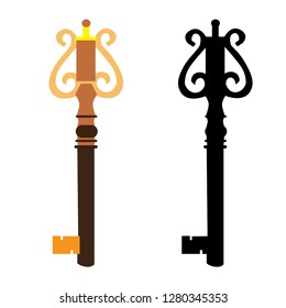 white background vintage key
