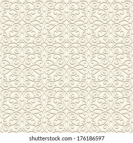 White background, vintage ornament, vector seamless pattern in light color