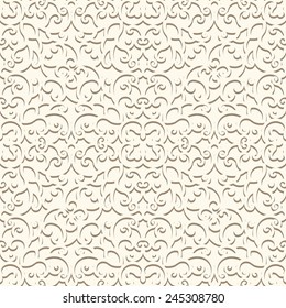 White background, vintage ornament, vector seamless pattern in light color