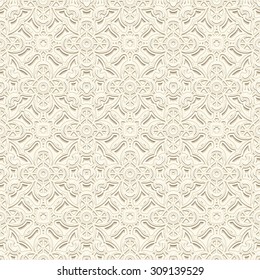 White background, vintage ornament, vector seamless pattern in neutral color