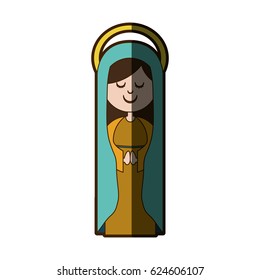 white background of virgin with blue mantle and aura with half shadow vector illustration