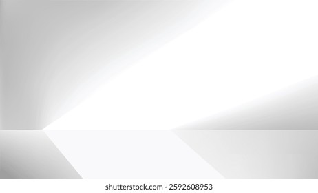 White background, Wall Room with Shadow and  lighting, Backdrop with sun light and shadow on floor, for product presentation, 3D Display Room template mock up with shading and light for Web Banner