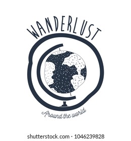 white background wanderlust with globe earth object inside