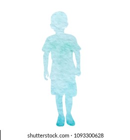 white background, watercolor silhouette boy