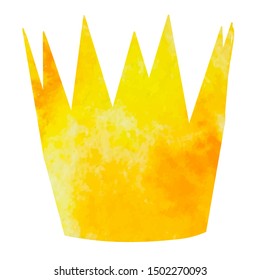 White Background, Watercolor Silhouette Of A Crown