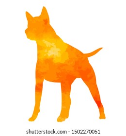 white background, watercolor silhouette of a dog