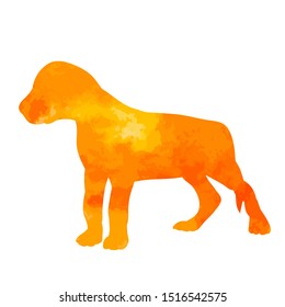 white background, watercolor silhouette of a puppy