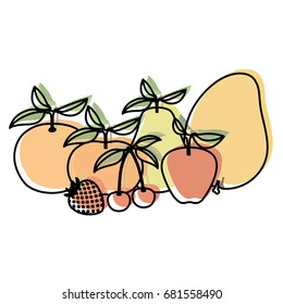 white background with watercolor silhouette of tropical fruits vector illustration