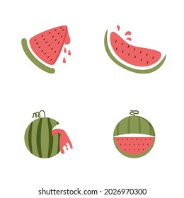 white background watermelon logo set