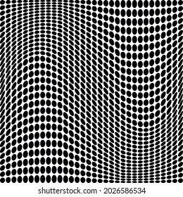 white background with wavy black dots. round dot pattern.