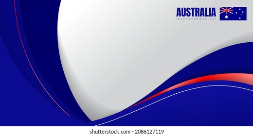 White background with wavy blue design. Australia Independence Day background template design. 