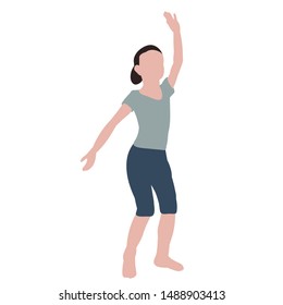 white background, without face, in a flat style, girl dancing