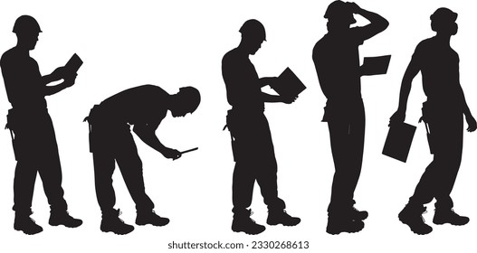 White background worker silhouette template. Vector