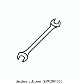 white background wrench vector,editable,workshop equipment  