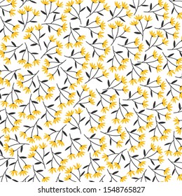 White background with yellow flowers. Modern trendy vector illustration.