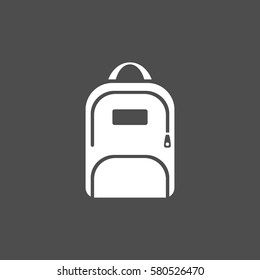 White backpack icon on a dark background