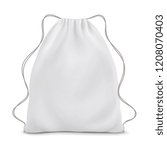 White backpack with laces. Sport bag mockup on white background.