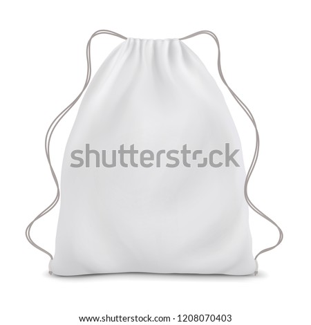 White backpack with laces. Sport bag mockup on white background. Foto stock © 