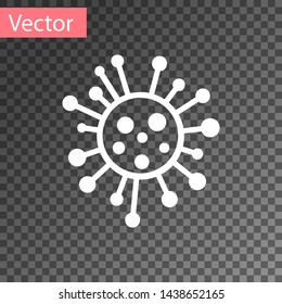 White Bacteria icon isolated on transparent background. Bacteria and germs, microorganism disease causing, cell cancer, microbe, virus, fungi.  Vector Illustration