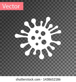 White Bacteria icon isolated on transparent background. Bacteria and germs, microorganism disease causing, cell cancer, microbe, virus, fungi.  Vector Illustration