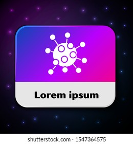 White Bacteria icon isolated on black background. Bacteria and germs, microorganism disease causing, cell cancer, microbe, virus, fungi. Rectangle color button. Vector Illustration