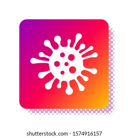 White Bacteria icon isolated on white background. Bacteria and germs, microorganism disease causing, cell cancer, microbe, virus, fungi. Square color button. Vector Illustration