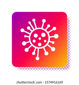 White Bacteria icon isolated on white background. Bacteria and germs, microorganism disease causing, cell cancer, microbe, virus, fungi. Square color button. Vector Illustration