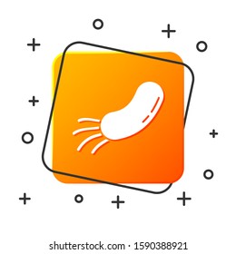 White Bacteria icon isolated on white background. Bacteria and germs, microorganism disease causing, cell cancer, microbe, virus, fungi. Orange square button. Vector Illustration