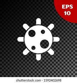 White Bacteria icon isolated on transparent dark background. Bacteria and germs, microorganism disease causing, cell cancer, microbe, virus, fungi.  Vector Illustration