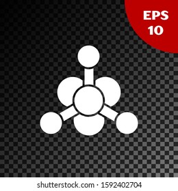 White Bacteria icon isolated on transparent dark background. Bacteria and germs, microorganism disease causing, cell cancer, microbe, virus, fungi.  Vector Illustration