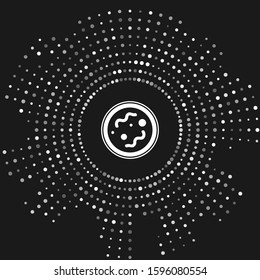 White Bacteria icon isolated on grey background. Bacteria and germs, microorganism disease causing, cell cancer, microbe, virus, fungi. Abstract circle random dots. Vector Illustration