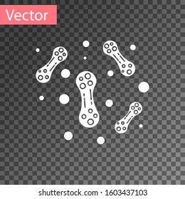 White Bacteria icon isolated on transparent background. Bacteria and germs, microorganism disease causing, cell cancer, microbe, virus, fungi.  Vector Illustration