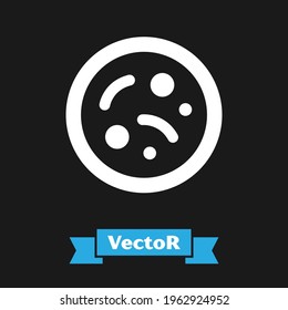White Bacteria icon isolated on black background. Bacteria and germs, microorganism disease causing, cell cancer, microbe, virus, fungi.  Vector