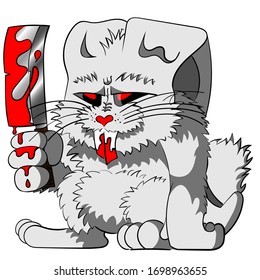 White bad rabbit colorful vector illustration on white background.