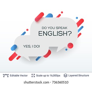 White badge chat bubbles sticker. Stylish label design easy to edit. Vector illustration.