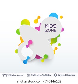 White badge Kids Zone sticker. Stylish label design easy to edit. Vector illustration.
